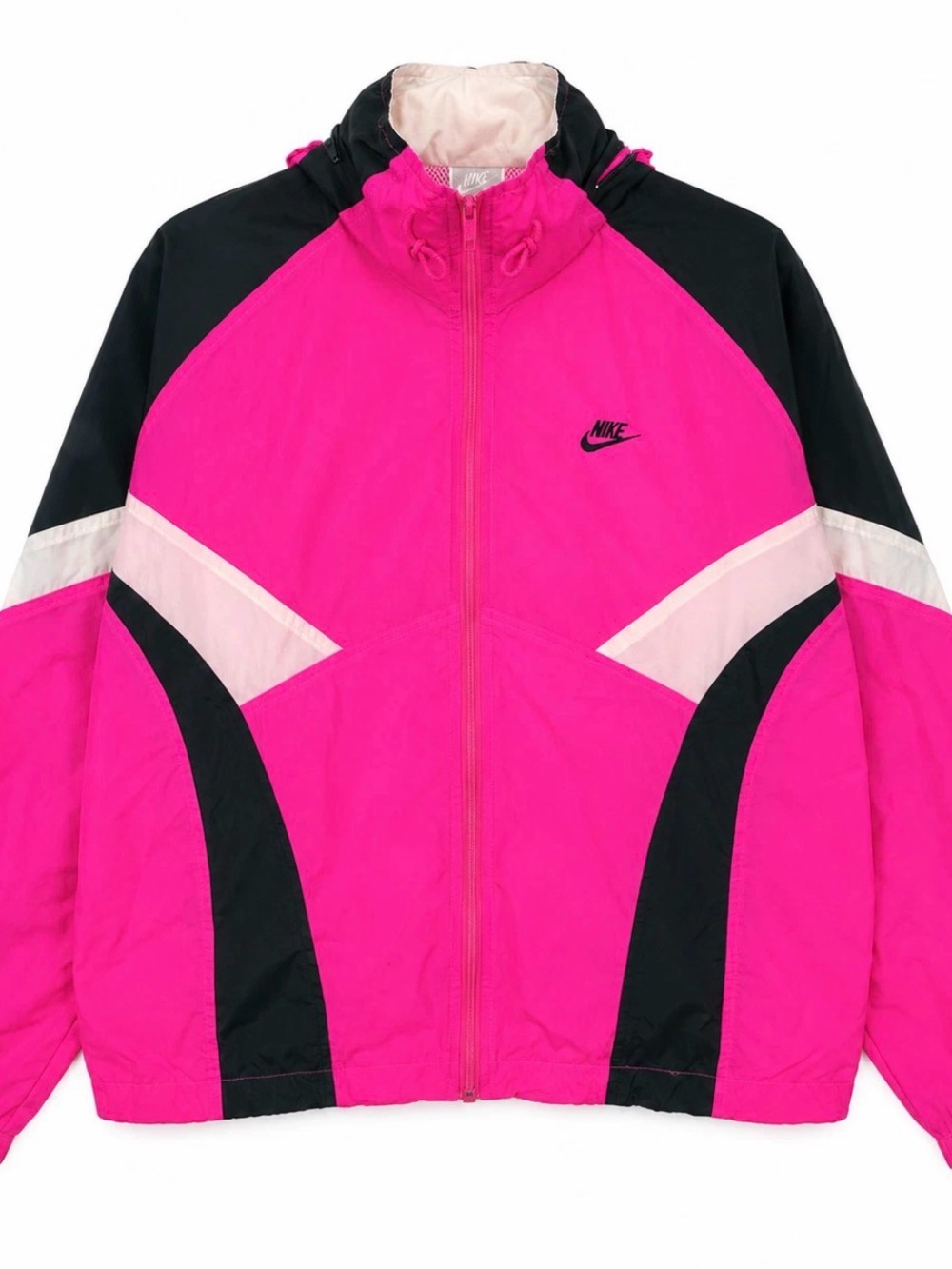 Nike Vintage Women’s Hot Pink and Black Colorblock Windbreaker Jacket | Size M
